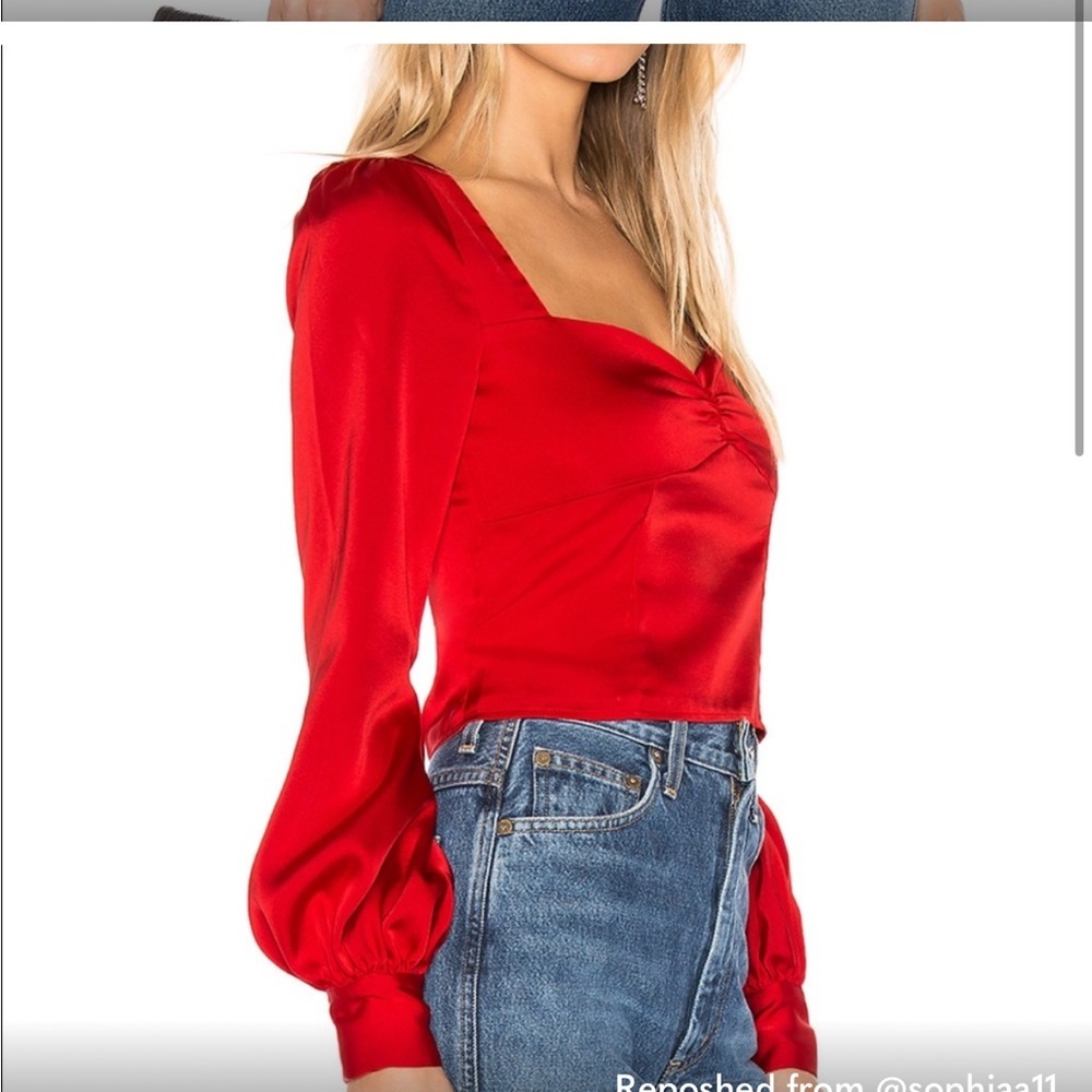 Revolve x Privacy Please Yates Top Red Satin NWT - image 3